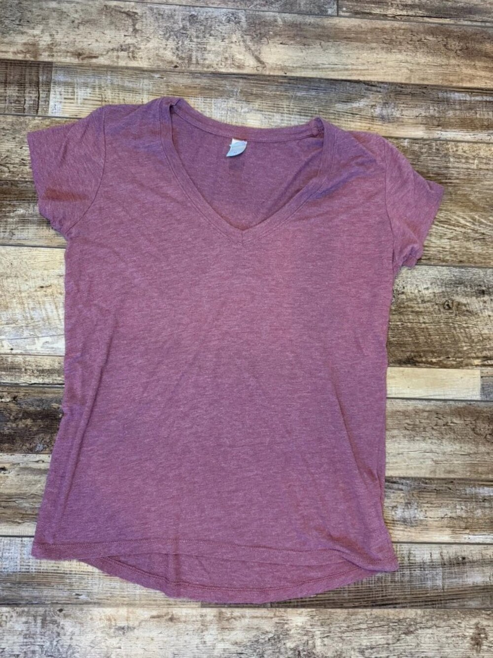 Alternative Apparel Women’s Medium Burgundy Heather V-Neck T-Shirt